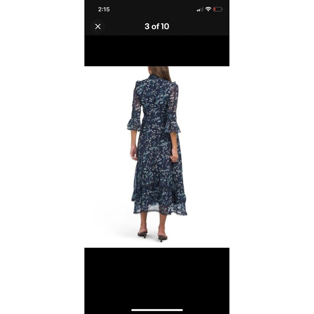 Dalia McPhee Midi Dress Floral Navy Blue Size Large - Picture 5 of 16